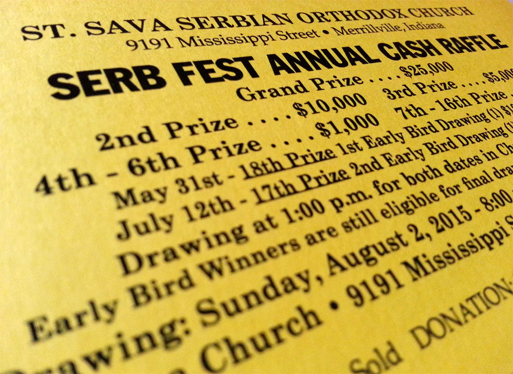 Early Bird Drawing May 31 – Serb Fest Annual Cash Raffle